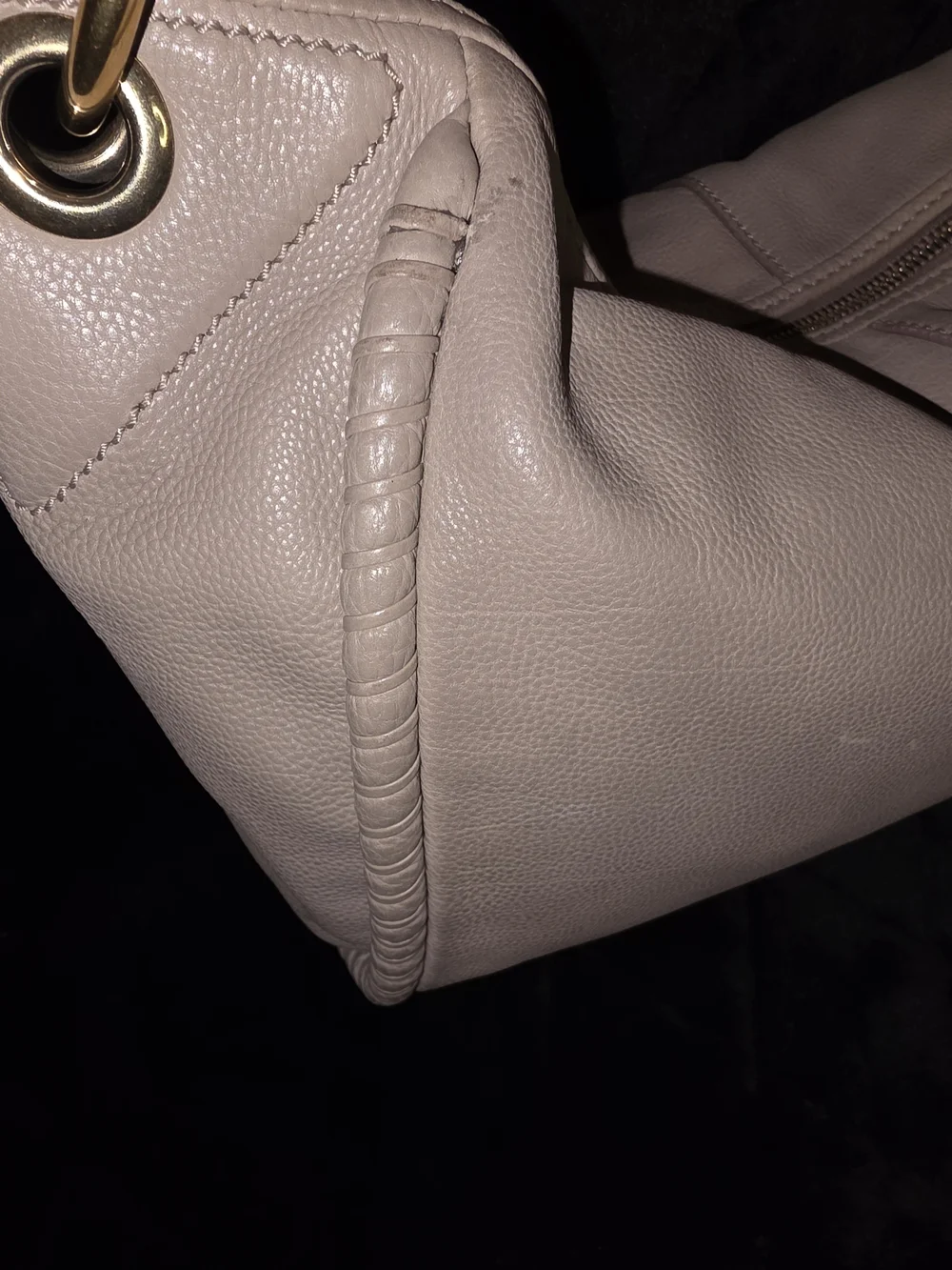 Bally Gray/Taupe Leather Shoulder Bag with Gold-Tone Hardware